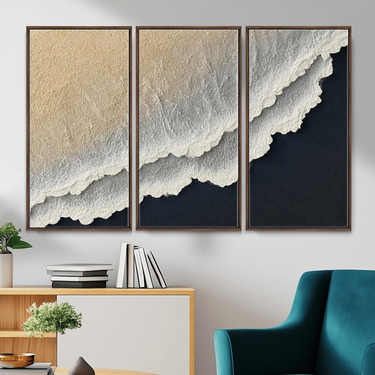 32969959-MGV-CV-24X16 - Abstract Ocean Wave Canvas Wall Art, Coastal Beach Wall Decor for Living Room