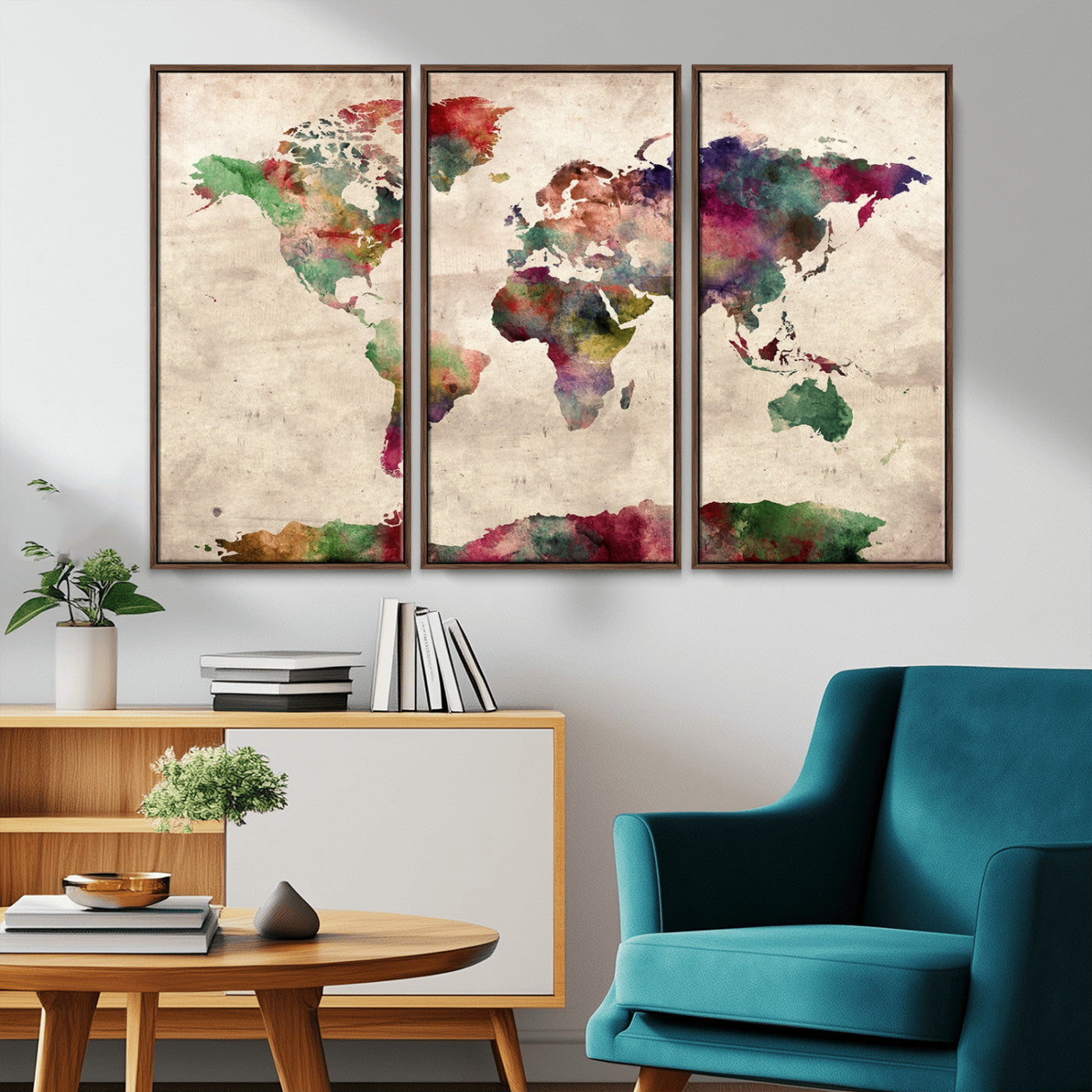 MGV-FC-48X32-3P - World Map Wall Art Canvas Print for Home and Office Decor