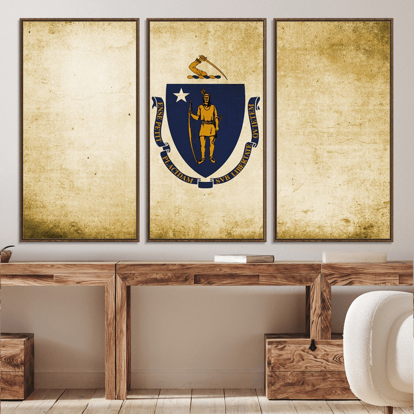 37316-MGV-CV-36X24-Massachusetts Flag Wall Art Canvas Print