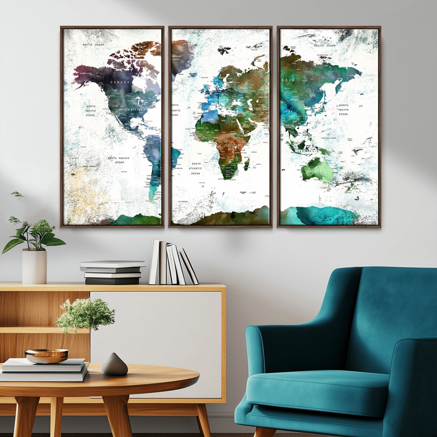 MGV-FC-48X32-3P - Push Pin World Map Canvas Print – Framed Wall Art for Couples to Track Their Travels – Anniversary
