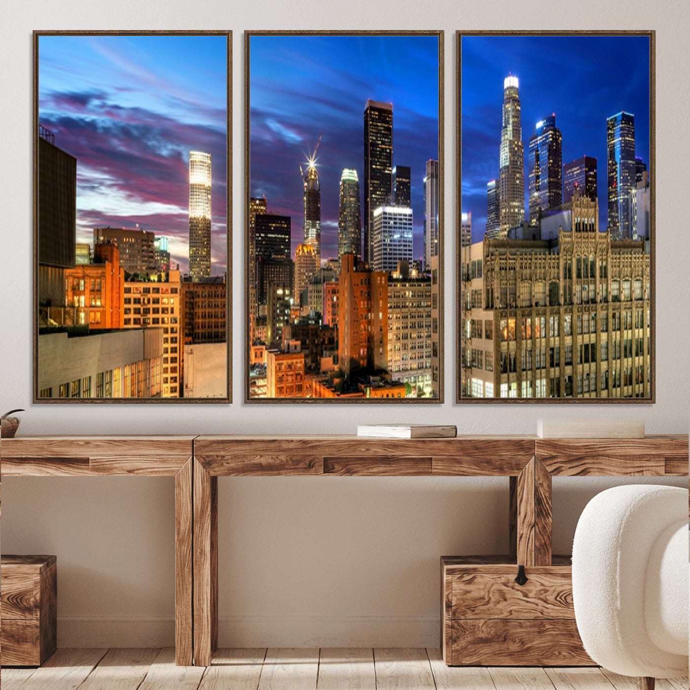 39051-MGV-FC-60X40-3P_Walnut-Los Angeles Night Wall Art Canvas Print