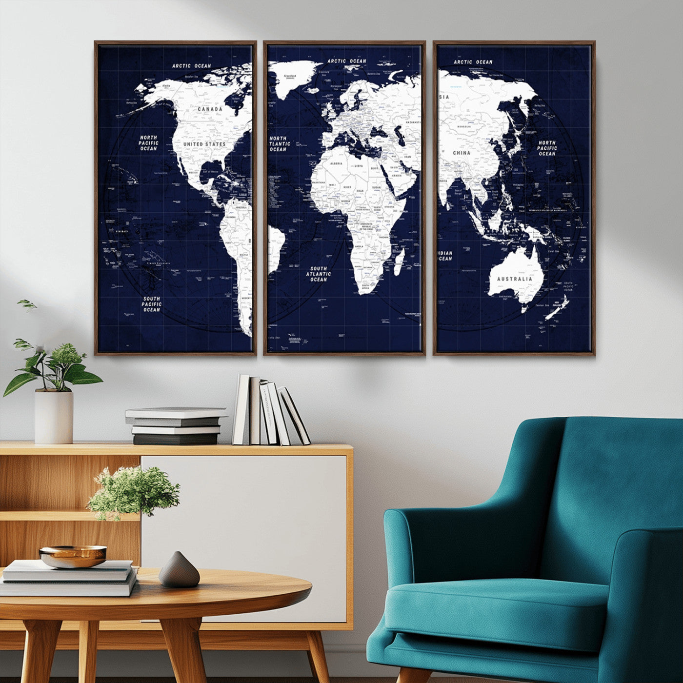 MGV-FC-48X32-3P - World Map Wall Art Canvas Print for Home and Office Decor