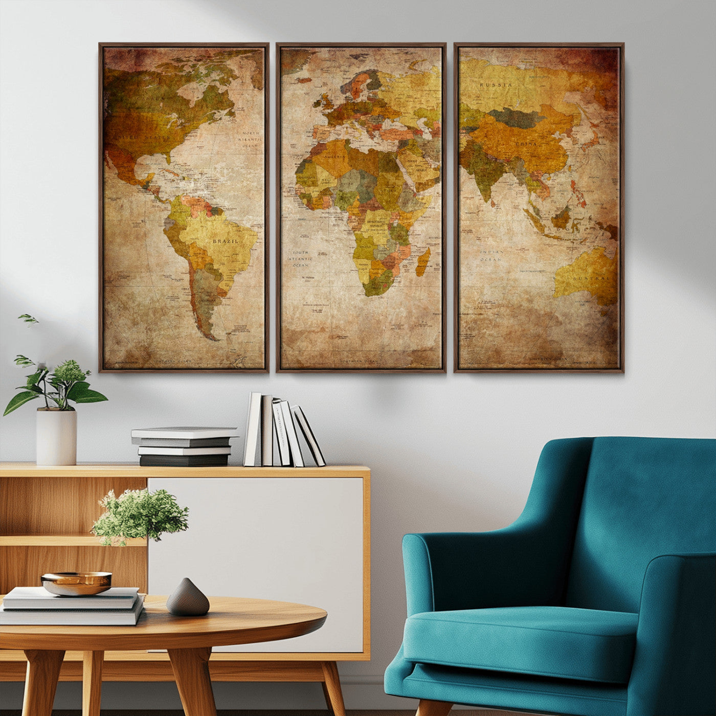 MGV-FC-48X32-3P - Push Pin World Map Canvas Print – Framed Wall Art for Couples to Track Their Travels – Anniversary