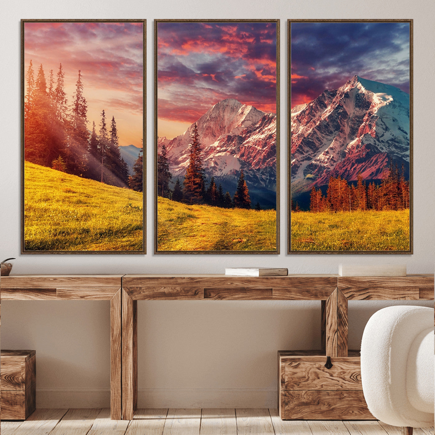 48448-MGV-CV-36X24-Mountain and Daylight Red Sunset Wall Art Canvas Print