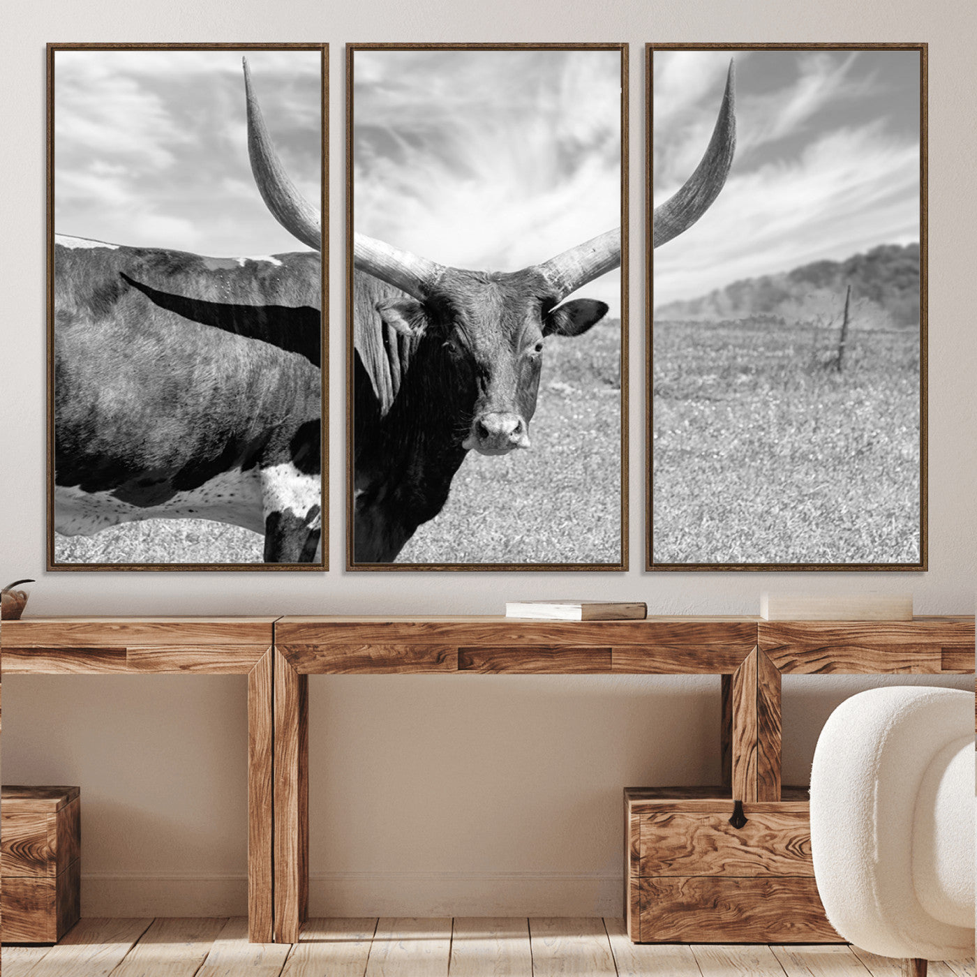 30017-MGV-CV-36X24-Cattle Wall Art Longhorn Cow Canvas Print