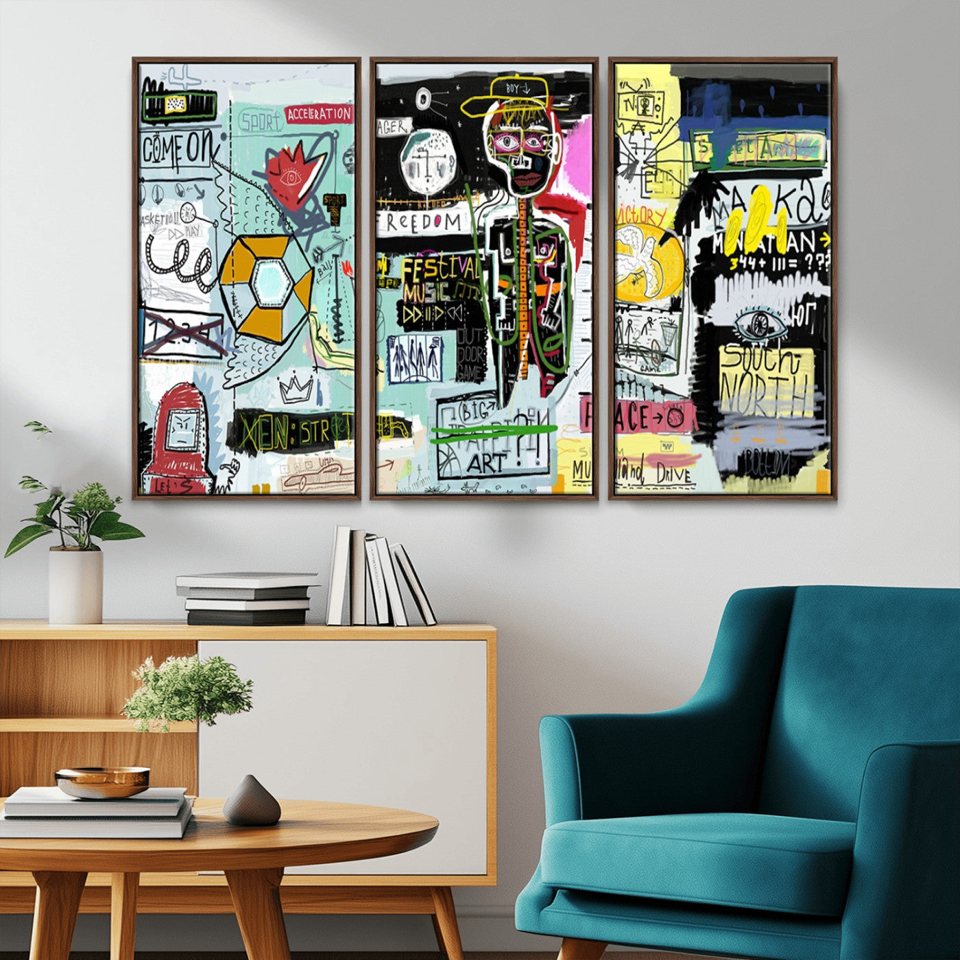 MGV-FC-48X32-3P - Abstract Graffiti Canvas Street Art-Inspired Graffiti Triptych Canvas – Modern Abstract Wall Art for