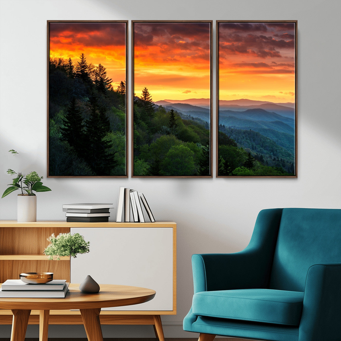 MGV-FC-48X32-3P - Forest Landscape Wall Art Sunset Canvas, Forest Sunset Canvas Print