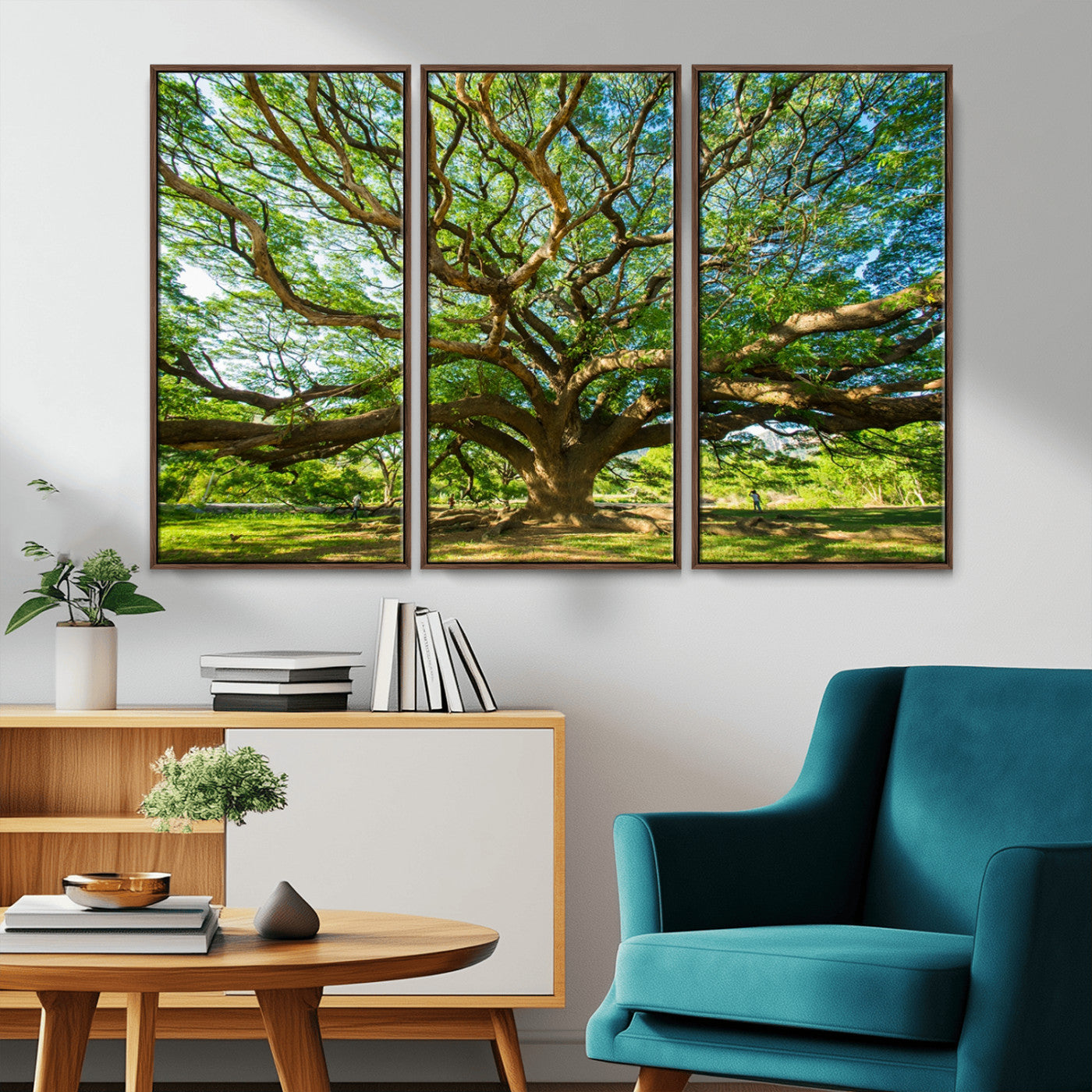 MGV-FC-48X32-3P - Angel Oak Tree Wall Art | Oak Canvas Print | Multi Panel Landscape Wall Art | Ready to Hang Wall Art