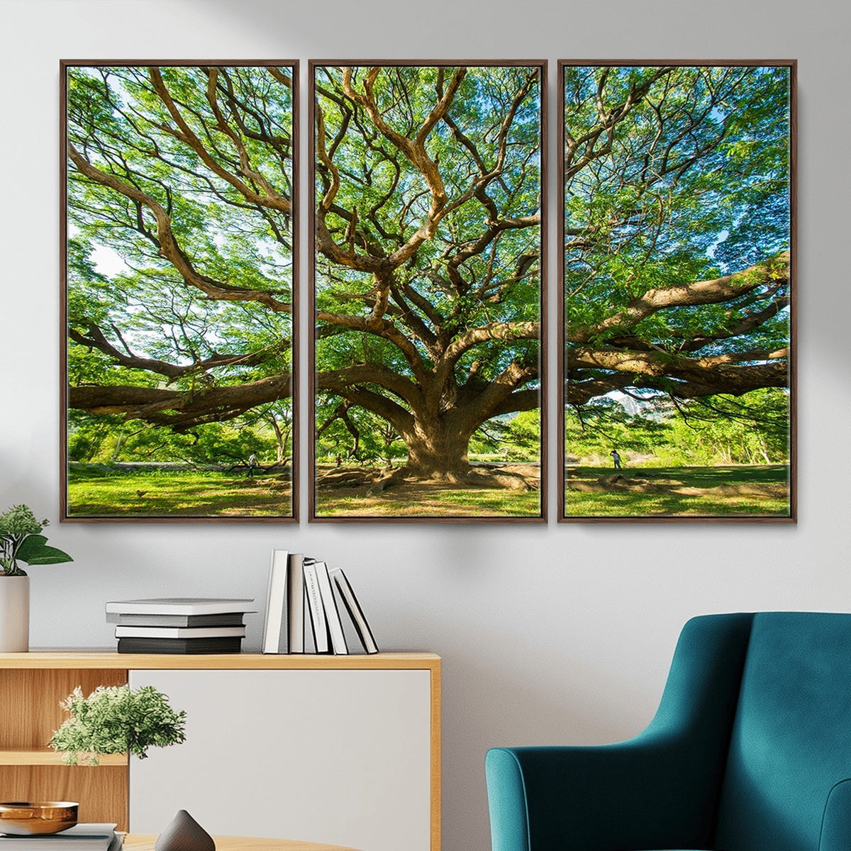70569-MGV-CV-24X16 - Majestic Oak Tree Wall Art | Serene Nature Canvas Print with Spreading Branches