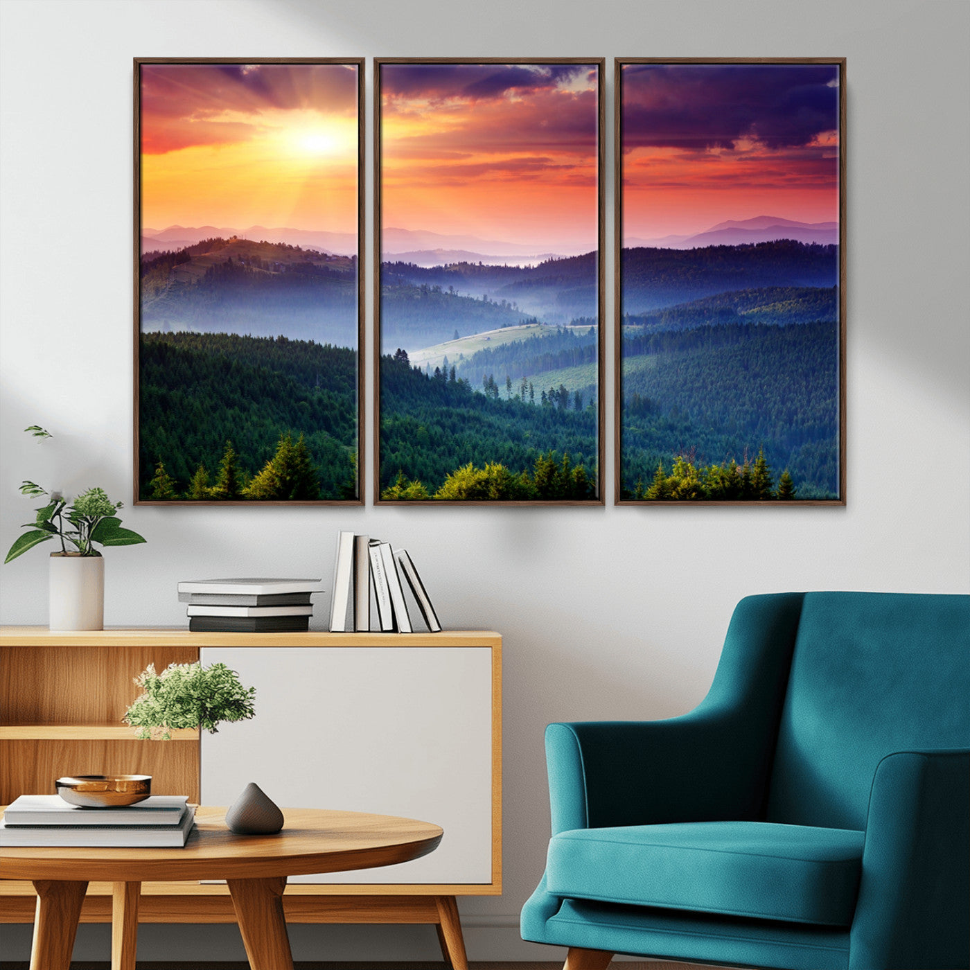 MGV-FC-48X32-3P - Mountain and Sunset Wall Art Canvas Print