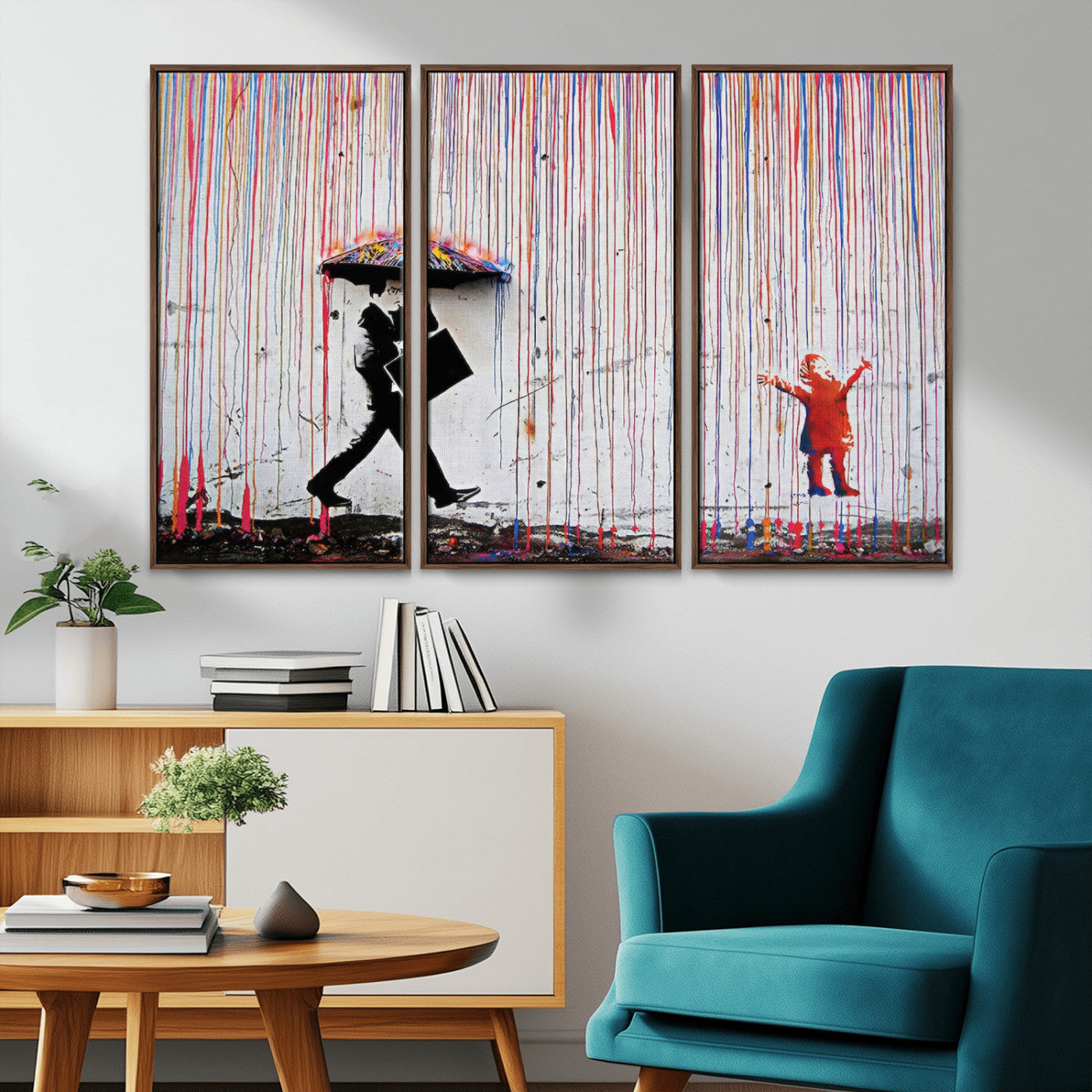 MGV-FC-48X32-3P - Banksy Wall Art Canvas Print, Framed Graffiti Art Picture Print, Banksy Urban Graffiti Perfect Modern Decor Artwork