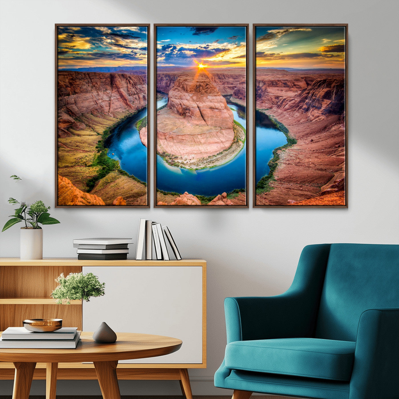 MGV-FC-48X32-3P - Sunset on the Horseshoe Bend Grand Canyon, Horseshoe Bend Grand Canyon Canvas Wall Art Print