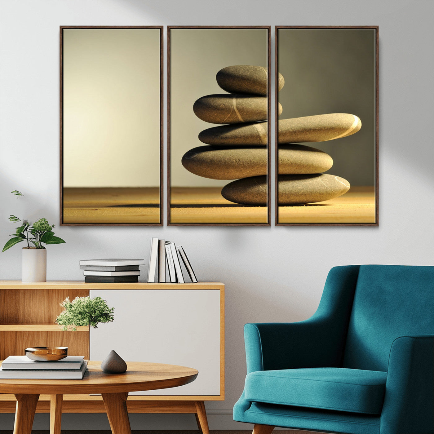 -Fluvial Zen Stones Canvas Wall Art Print