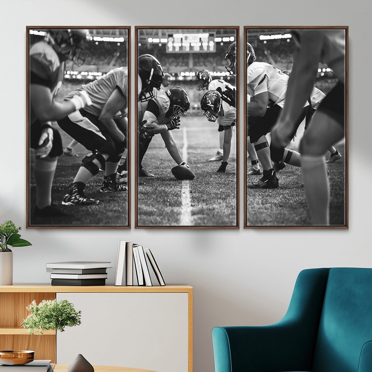 13273-MGV-CV-36X24 - American Football Wall Art Canvas Print Framed Stadium Sport