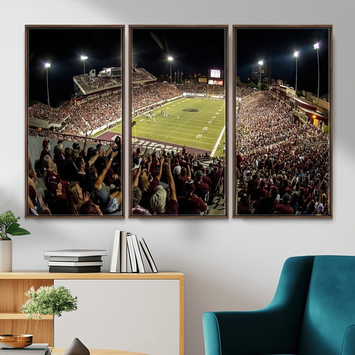 94126-MGV-CV-36X24 - Washington-Grizzly Stadium Canvas Wall Art | Exciting Game Night Atmosphere in Panoramic View
