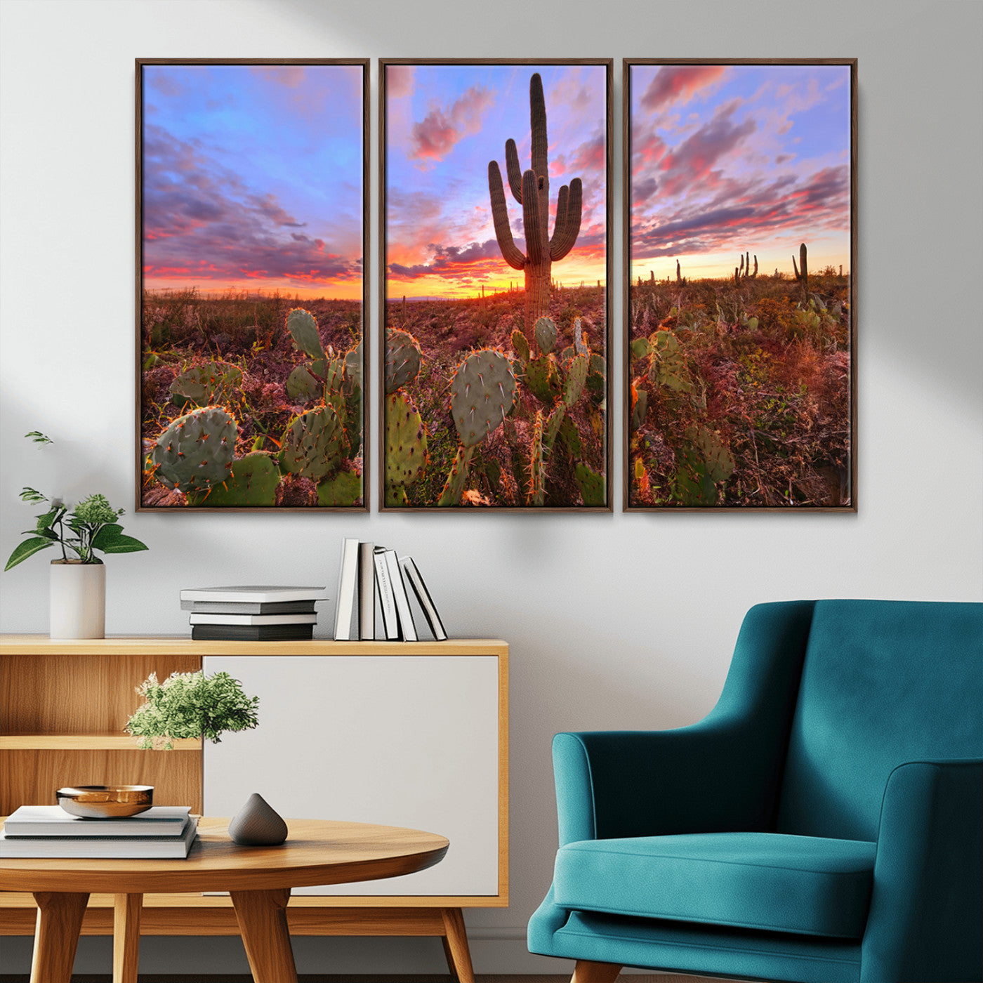 MGV-FC-48X32-3P - Arizona Desert Wall Art Canvas Print - Framed Deser Sunset Wall Decor