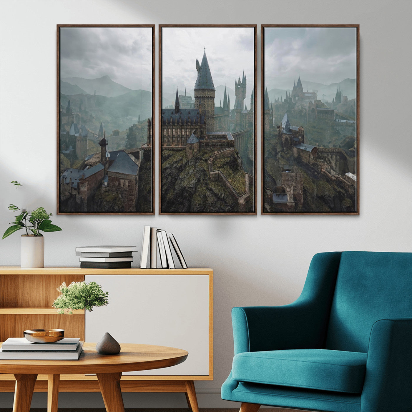 MGV-FC-48X32-3P - Disney Castle Wall Art Canvas Print, Living Kids Home Room Decor Art Print