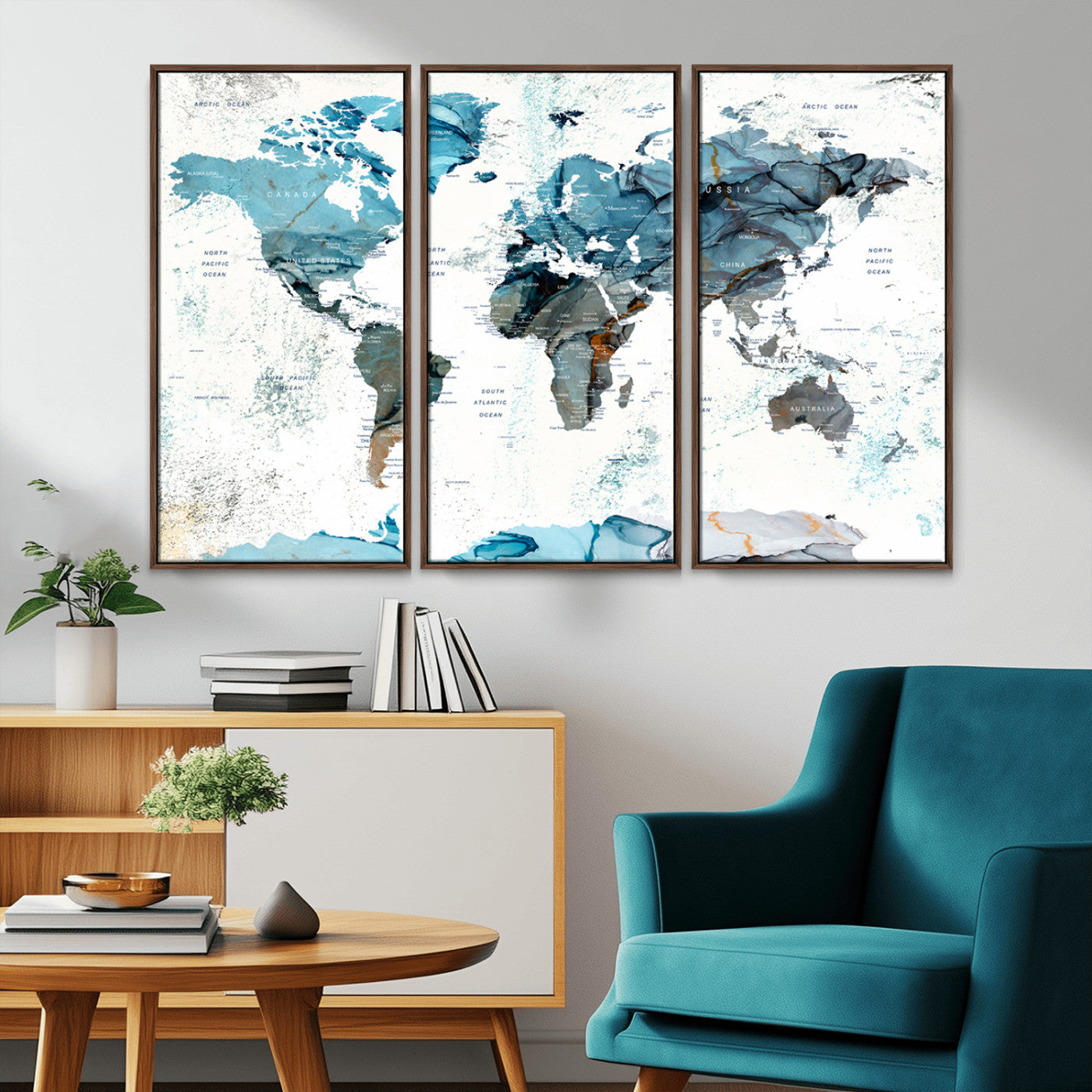 MGV-FC-48X32-3P - Push Pin World Map Canvas Print – Framed Wall Art for Couples to Track Their Travels – Anniversary