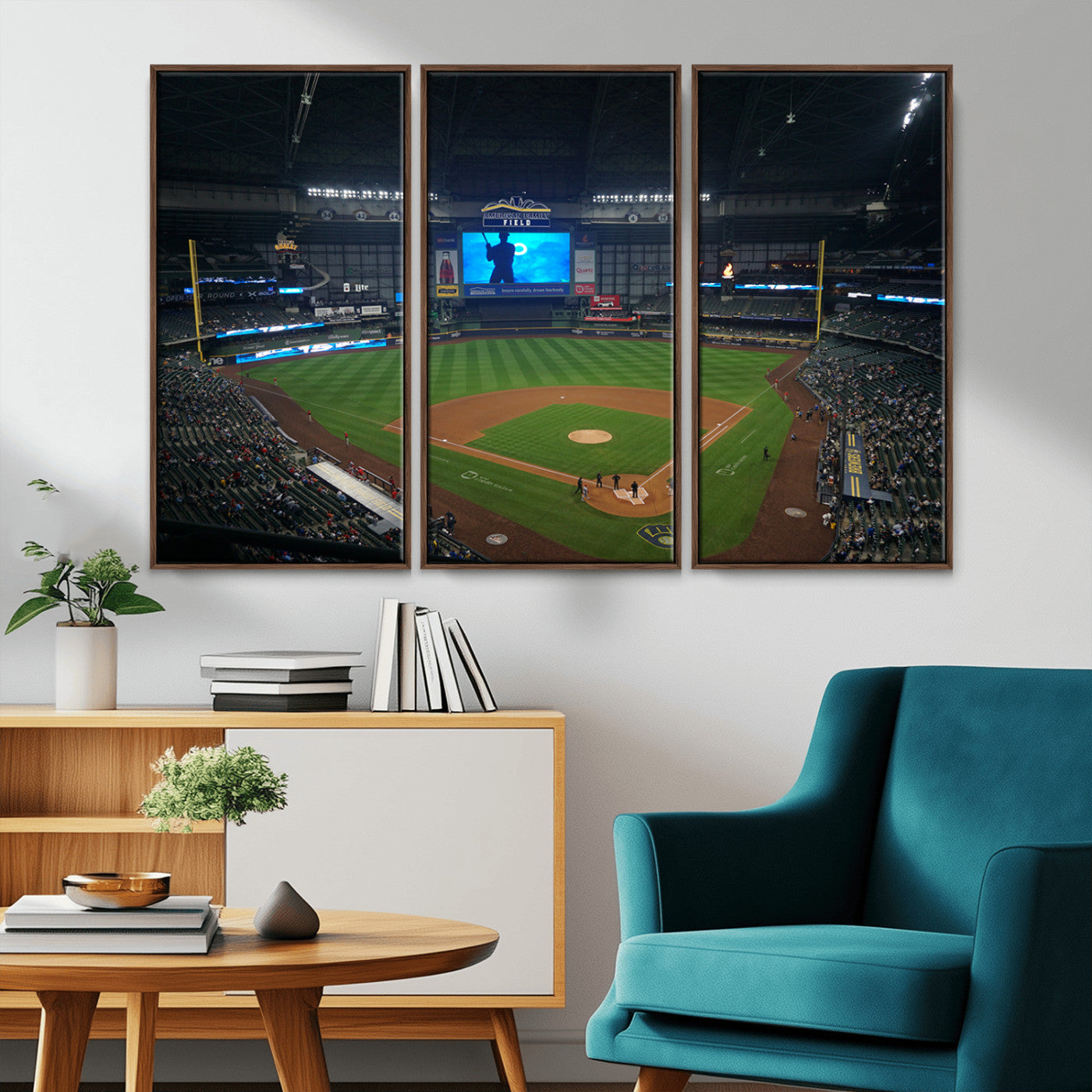 MGV-FC-48X32-3P - Milwaukee Brewers Baseball Art Print - American Family Field Stadium Wall Art Canvas Print