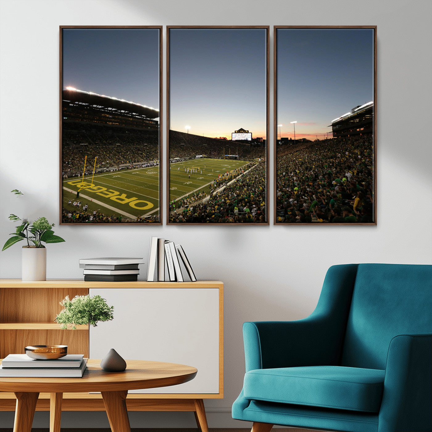 MGV-FC-48X32-3P - Oregon Ducks Football Team Print - Eugene Autzen Stadium Wall Art Canvas Print