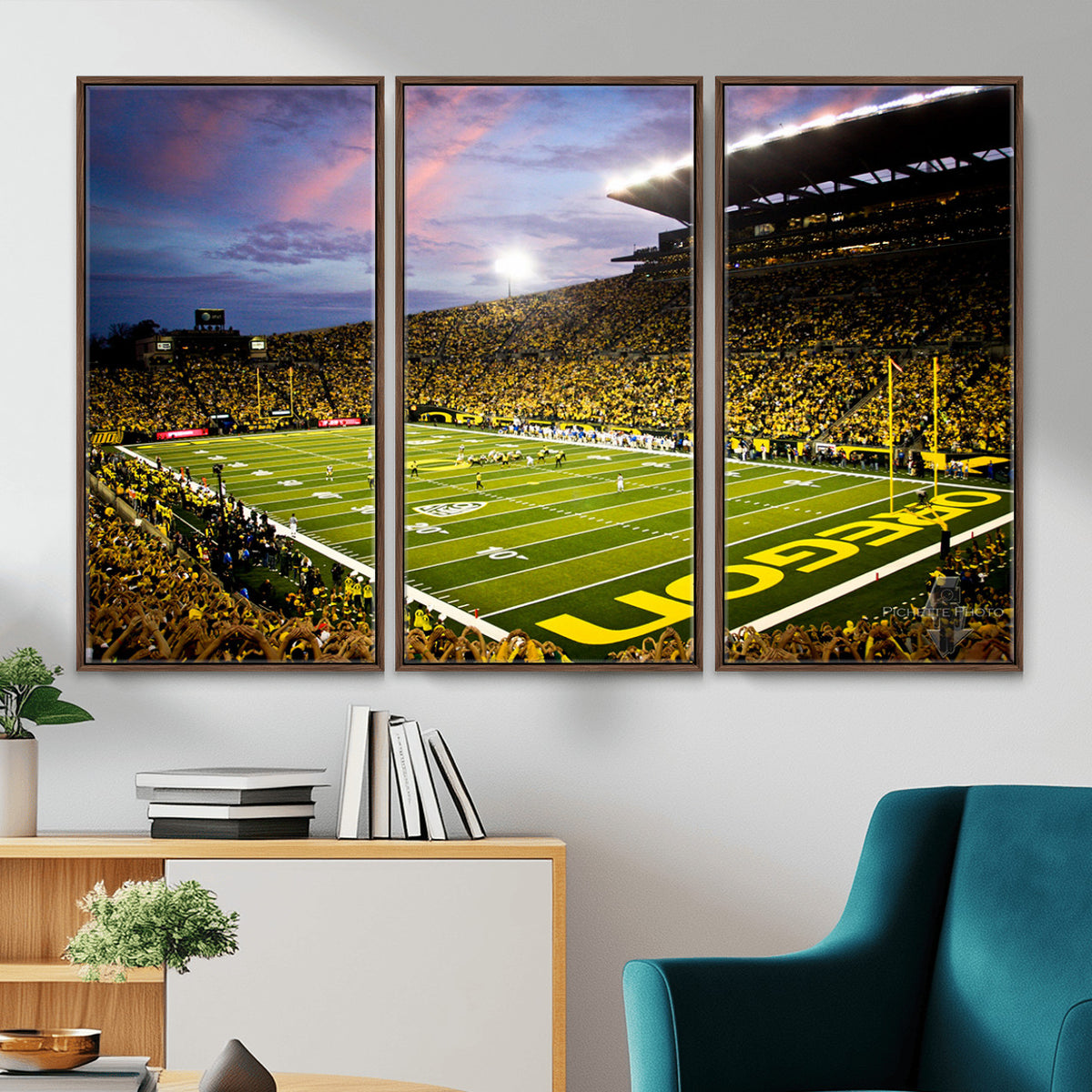 72017-MGV-CV-36X24 - University of Oregon Ducks Football Team Print, Eugene, Framed and Ready to Hang