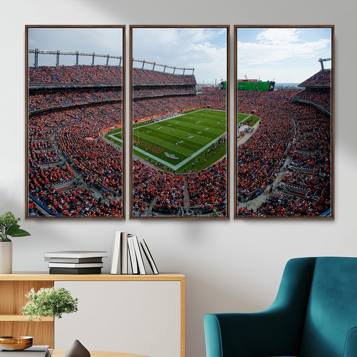 42337-MGV-CV-24X16 - Denver Broncos Football Team Print, Empower Field at Mile High Stadium Wall Art