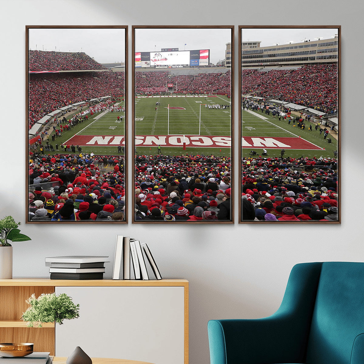 23461-MGV-CV-36X24 - Wisconsin Badgers Team Print Canvas, Madison Camp Randall Stadium Wall Art