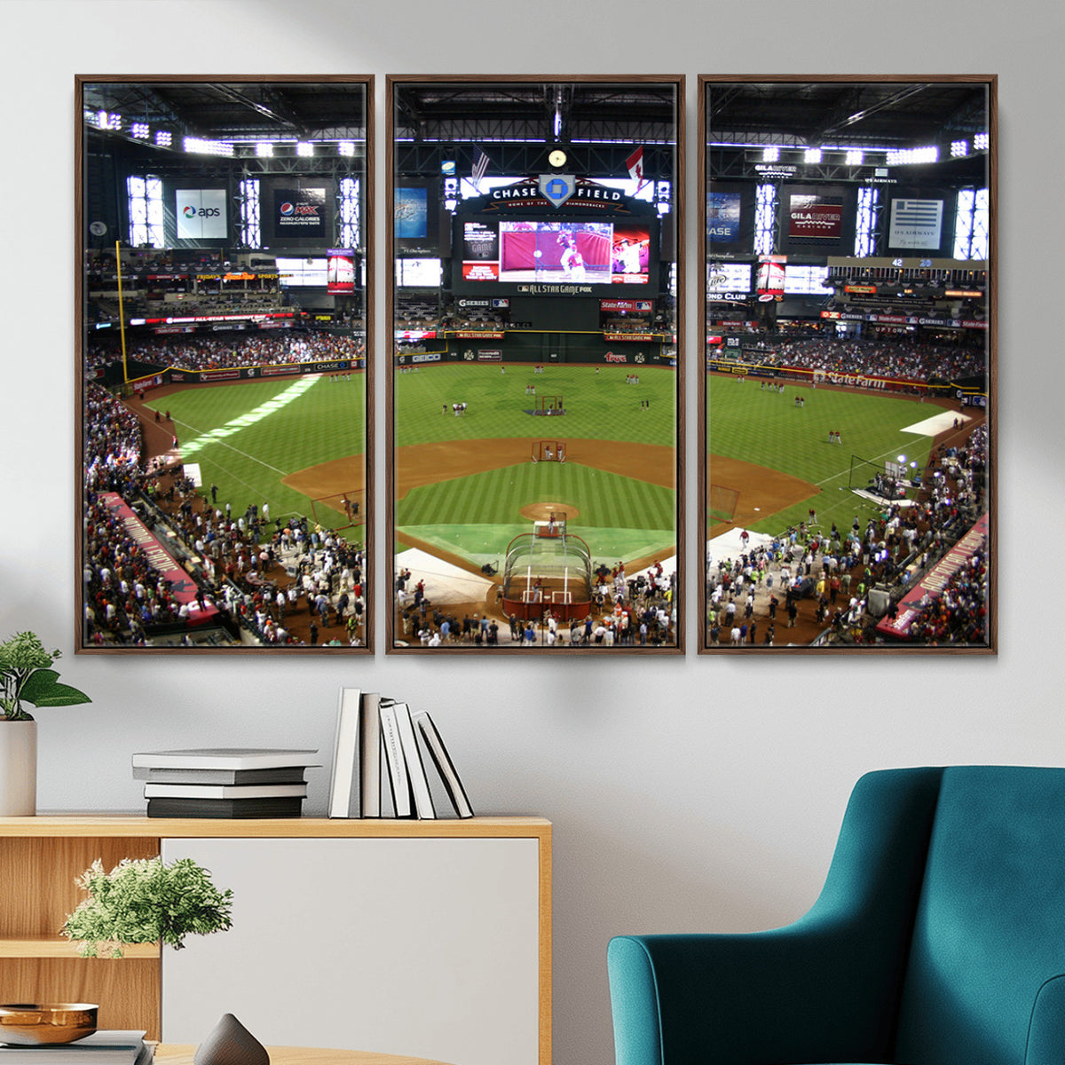91630-MGV-CV-36X24 - Arizona Diamondbacks Baseball Team Print, Phoenix Chase Field Baseball Stadium Wall Art