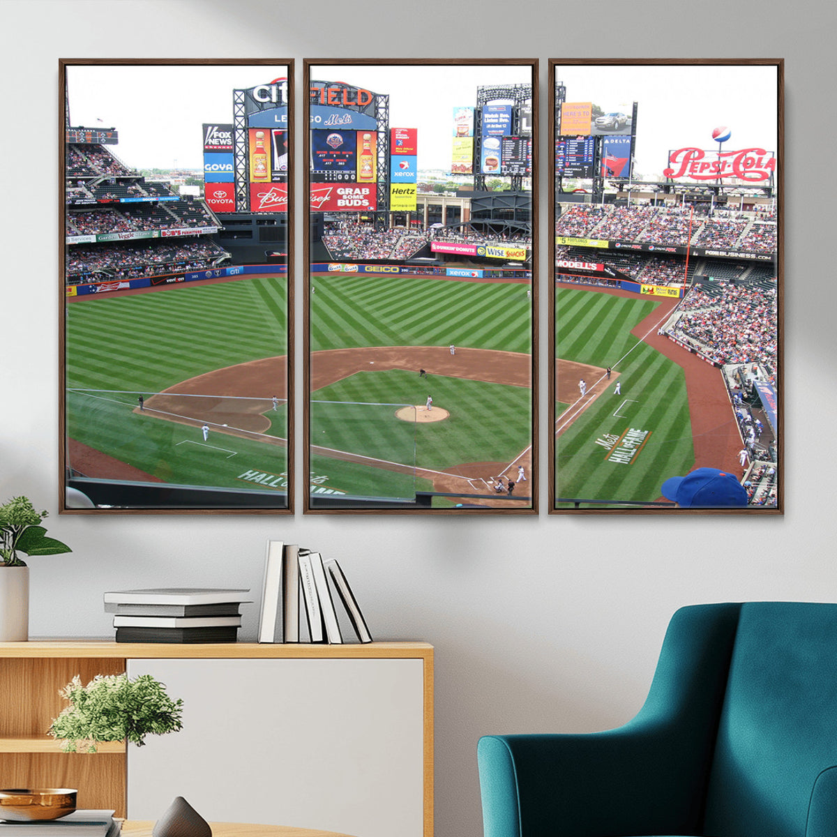 64829-MGV-CV-36X24 - New York Mets Baseball Team Print, Citi Field Baseball Stadium Wall Art