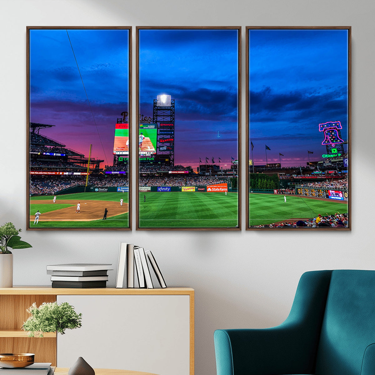 20427-MGV-CV-36X24 - Philadelphia Phillies Baseball Team Print, Citizens Bank Park, Extra Large Game Room Wall Decor