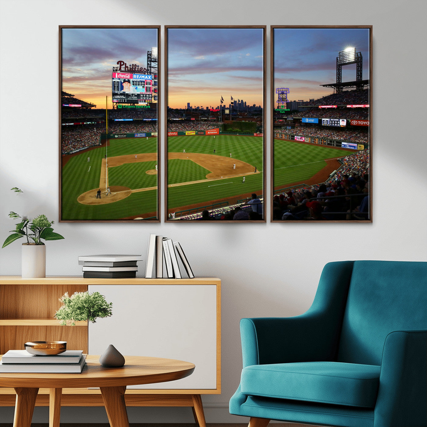 MGV-FC-48X32-3P - Citizens Bank Park Philadelphia Phillies Wall Art Canvas | 3-Panel Canvas Print of Phillies Stadium