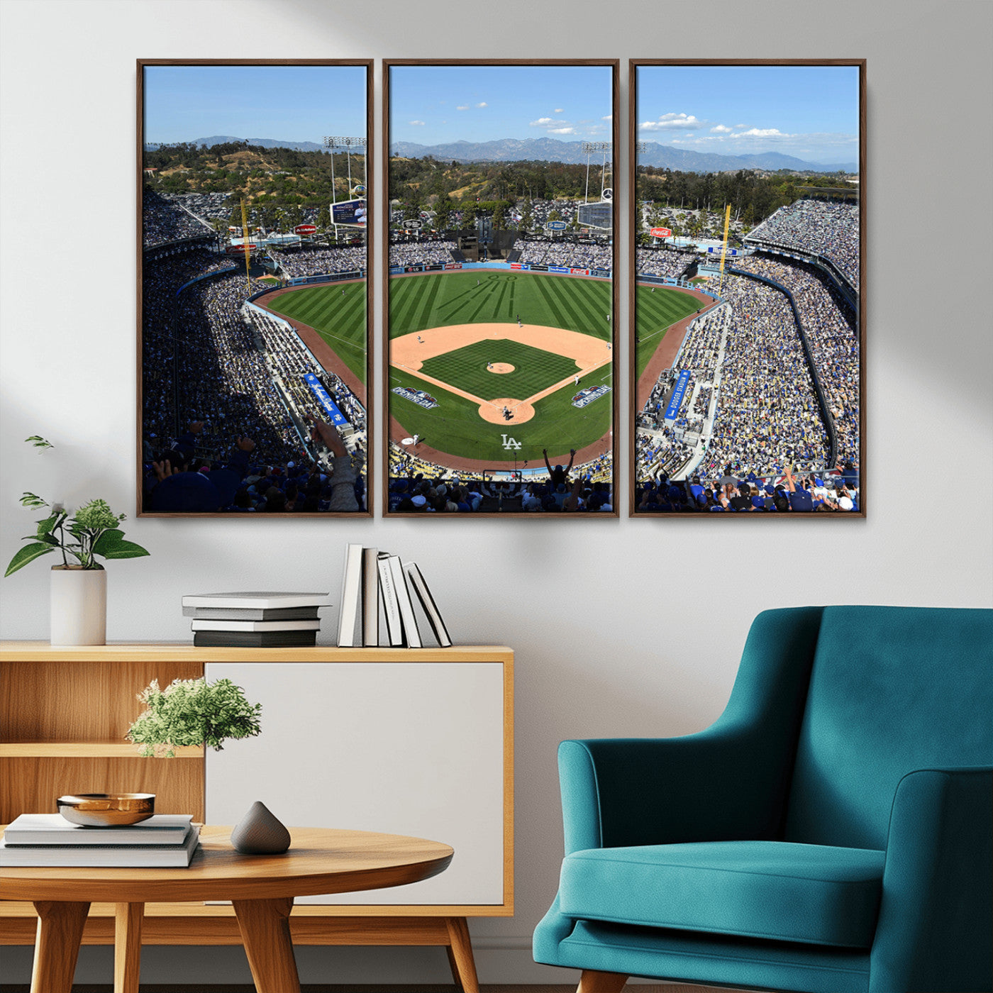 MGV-FC-48X32-3P - Los Angeles Dodgers Dodger Stadium Wall Art Canvas Print - MLB Baseball Stadium Wall Art Canvas