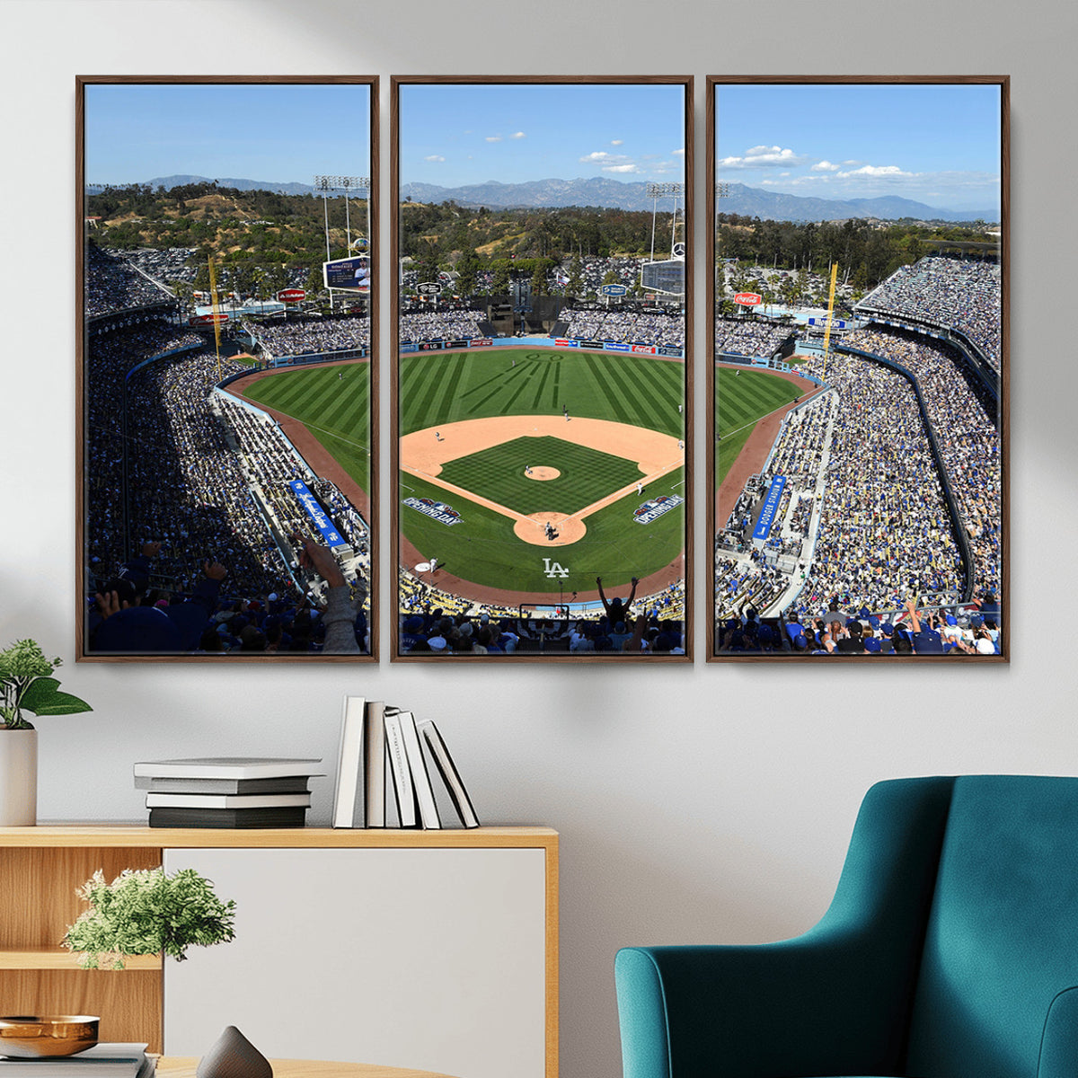 20436-MGV-CV-36X24 - Los Angeles Dodgers Dodger Stadium Wall Art Canvas Print, Framed and Ready to Hang
