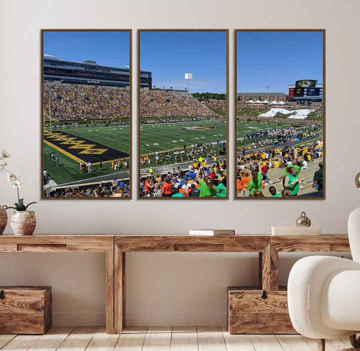 The University of Missouri Tigers Wall Art Canvas Print captures a packed football stadium.