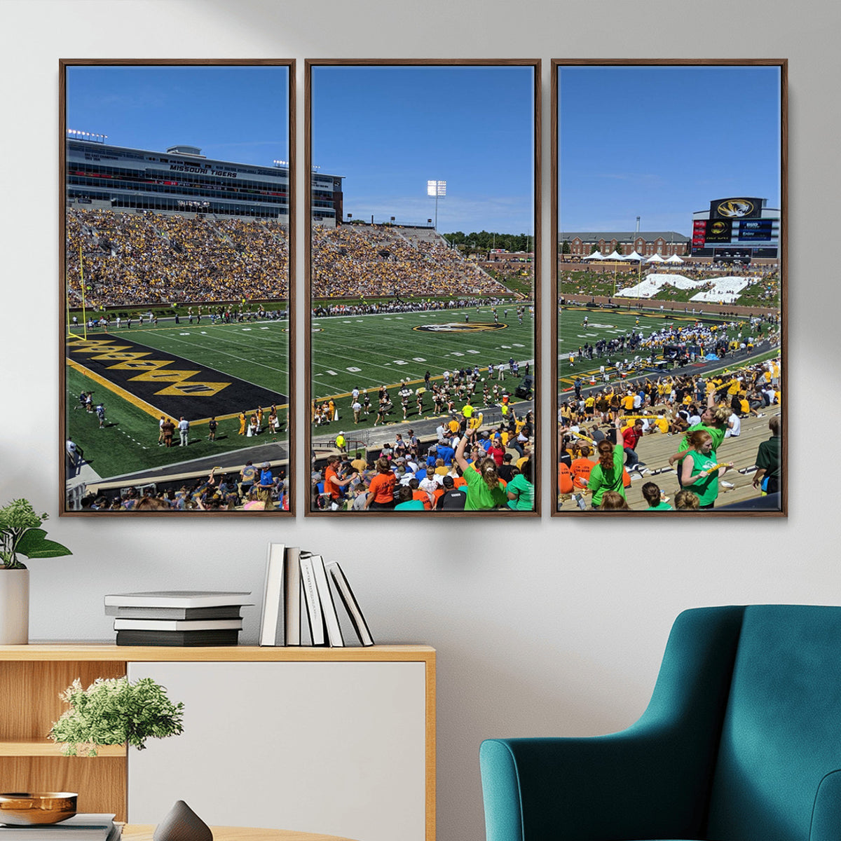38399-MGV-CV-36X24 - University of Missouri Tigers Football Team Print, Columbia Faurot Field Memorial Stadium Wall Art