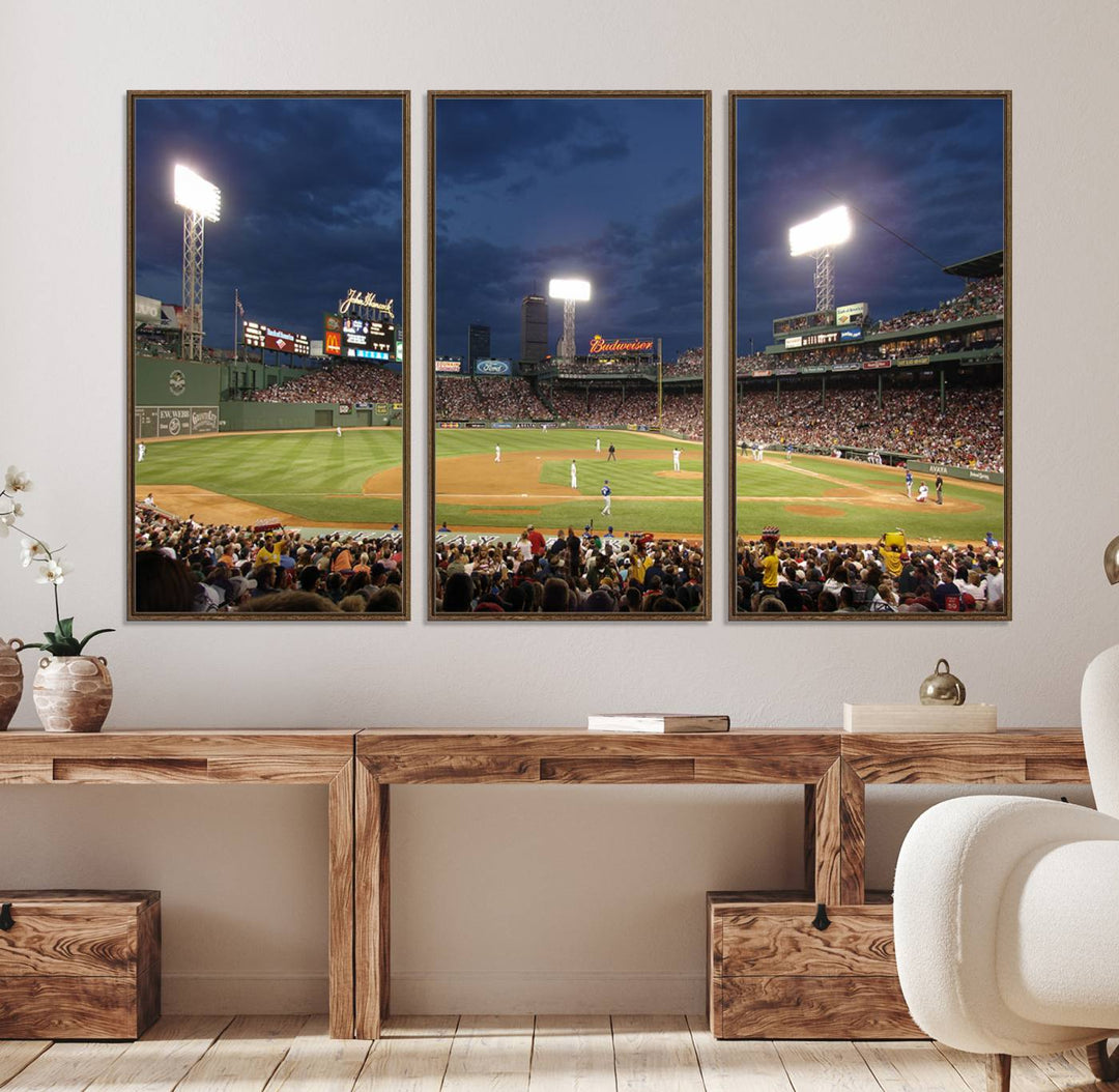 The Boston Red Sox Fenway Park Canvas: a cozy baseball scene, perfect wall art.