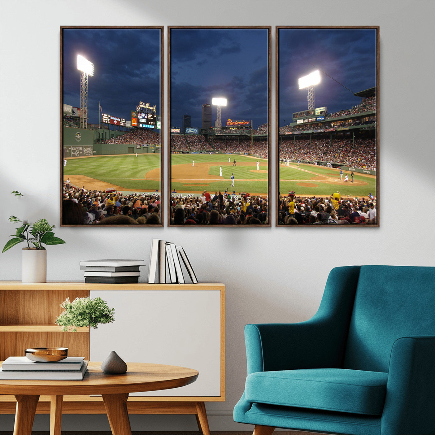 MGV-FC-48X32-3P - Boston Red Sox Baseball Team Print Canvas - Massachusetts Fenway Park Stadium Wall Art Canvas Print