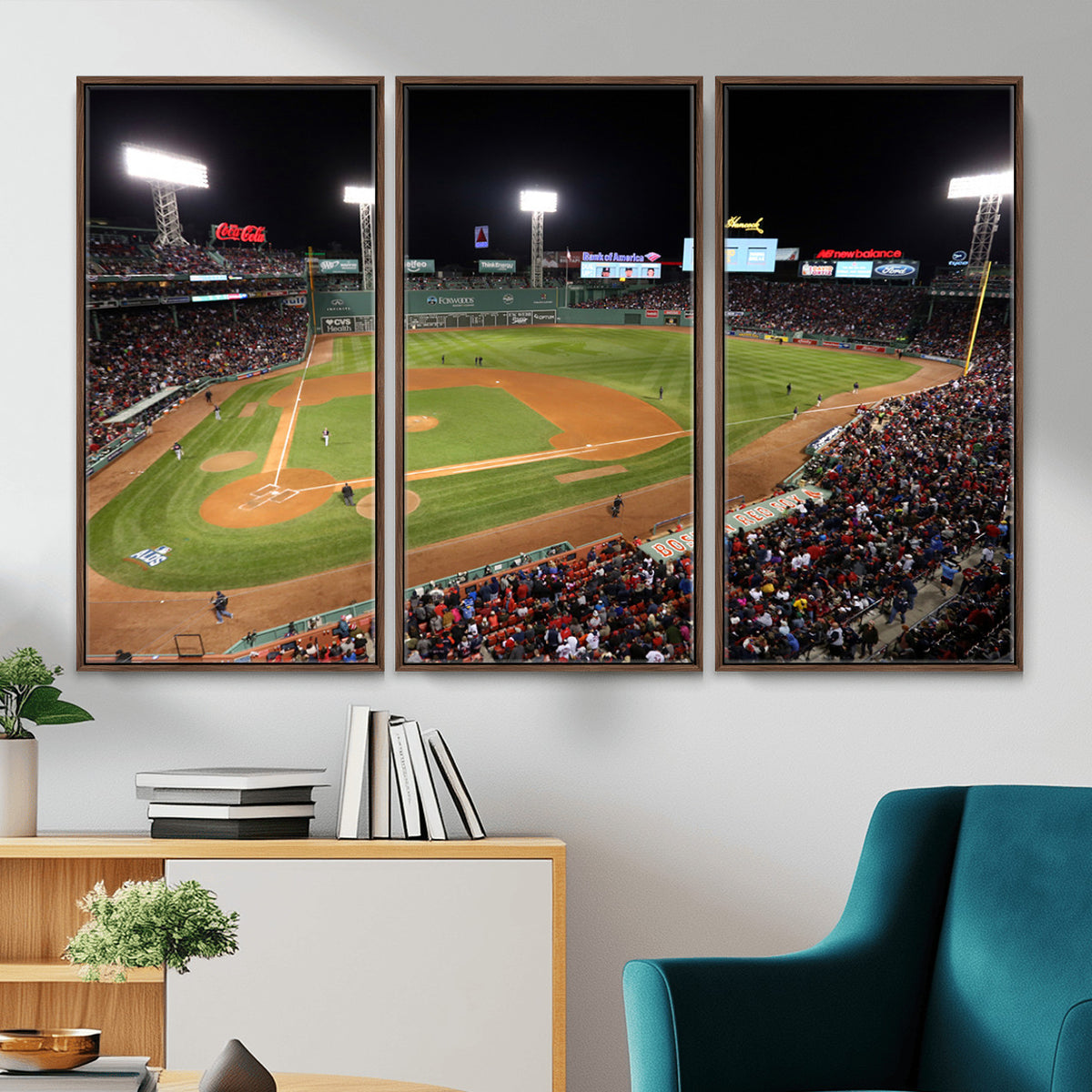 41158-MGV-CV-36X24 - Boston Red Sox Baseball Team Print, Massachusetts Fenway Park Stadium Wall Art