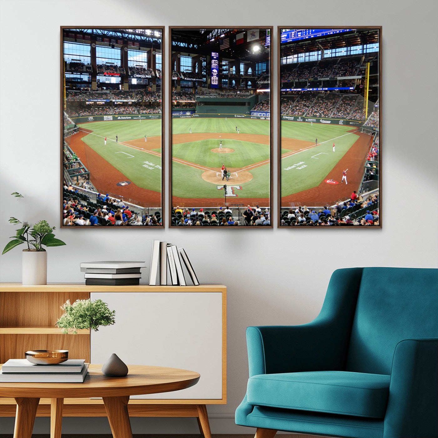 MGV-FC-48X32-3P - Texas Rangers Baseball Team Print - Arlington Globe Life Field Stadium Canvas Print Wall Art