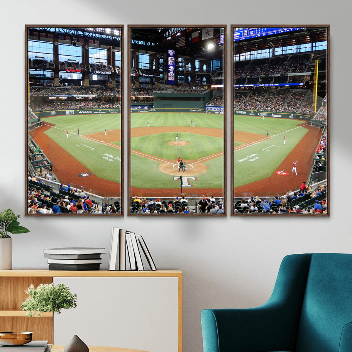 78468-MGV-CV-36X24 - Texas Rangers Baseball Team Print, Arlington Globe Life Field Stadium Wall Art
