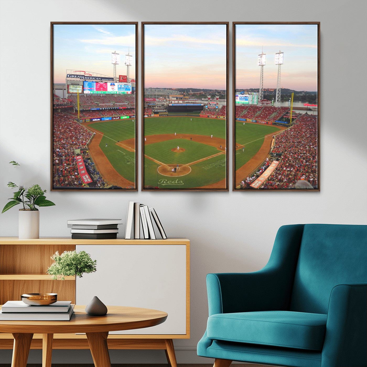 MGV-FC-48X32-3P - Cincinnati Reds Baseball Print Canvas- Cincinnati Great American Ball Park Stadium Wall Art Canvas
