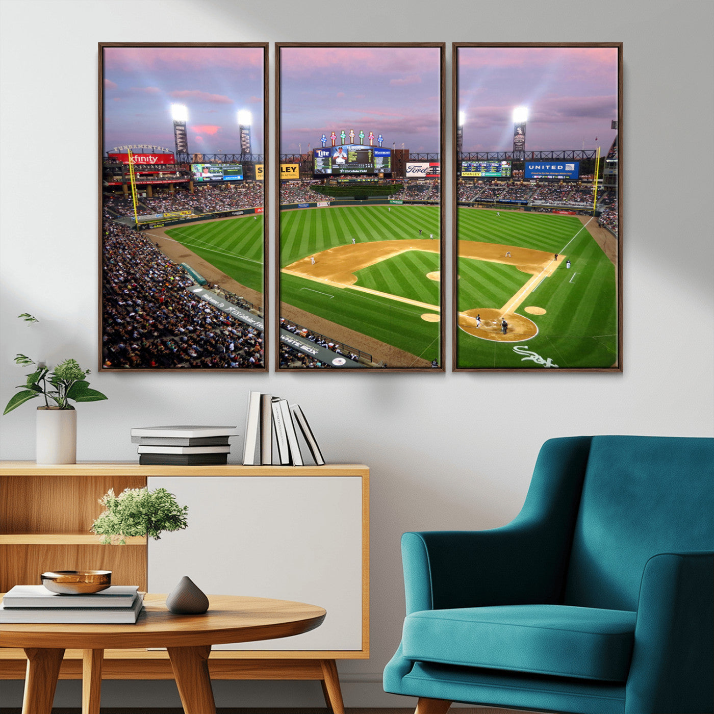 MGV-FC-48X32-3P - Chicago White Sox Baseball Team Print Canvas- Guaranteed Rate Field Stadium Wall Art Canvas Print