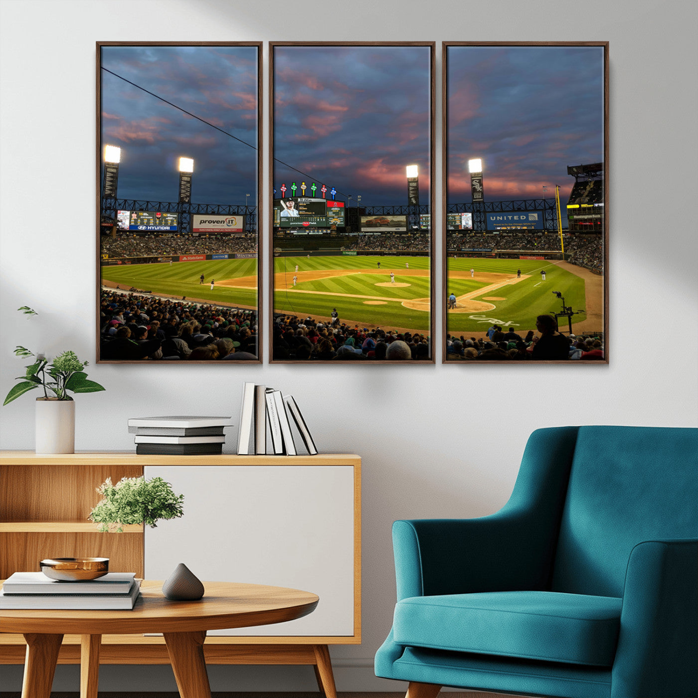 MGV-FC-48X32-3P - Chicago White Sox Baseball Team Print Canvas- Guaranteed Rate Field Stadium Wall Art Canvas Print