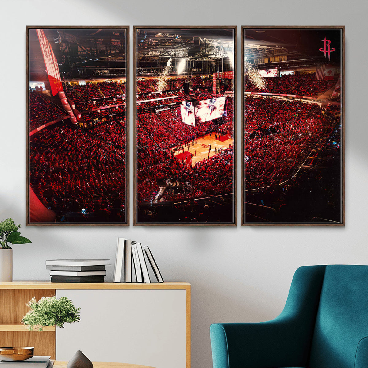 91527-MGV-CV-36X24 - Houston Rockets Basketball Team Print Canvas, Houston Toyota Center Arena Wall Art