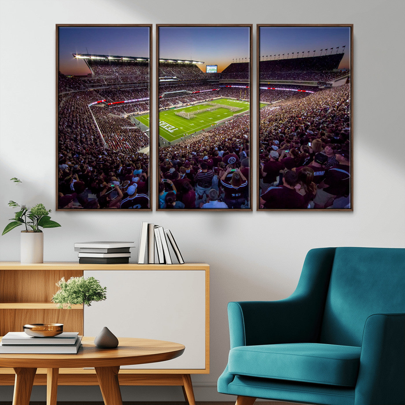 MGV-FC-48X32-3P - Texas A&M University Aggies Football Team Print - College Station Kyle Field Stadium Wall Art Canvas
