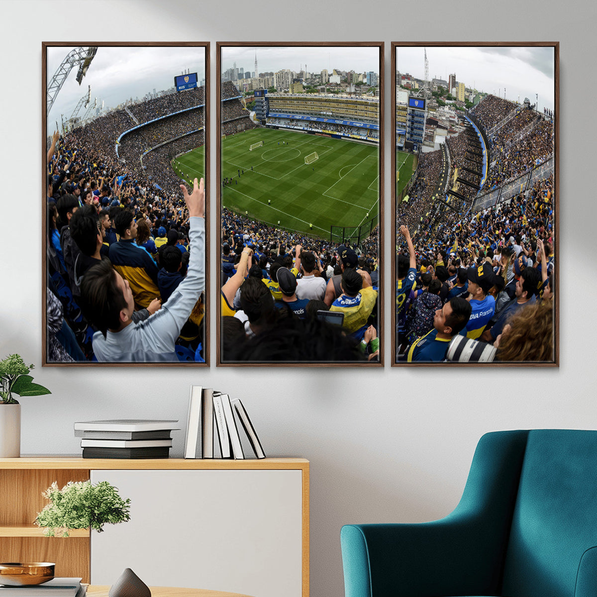 23173-MGV-CV-36X24 - Boca Juniors Soccer Team Print, Buenos Aires Bombonera, Framed and Ready to Hang