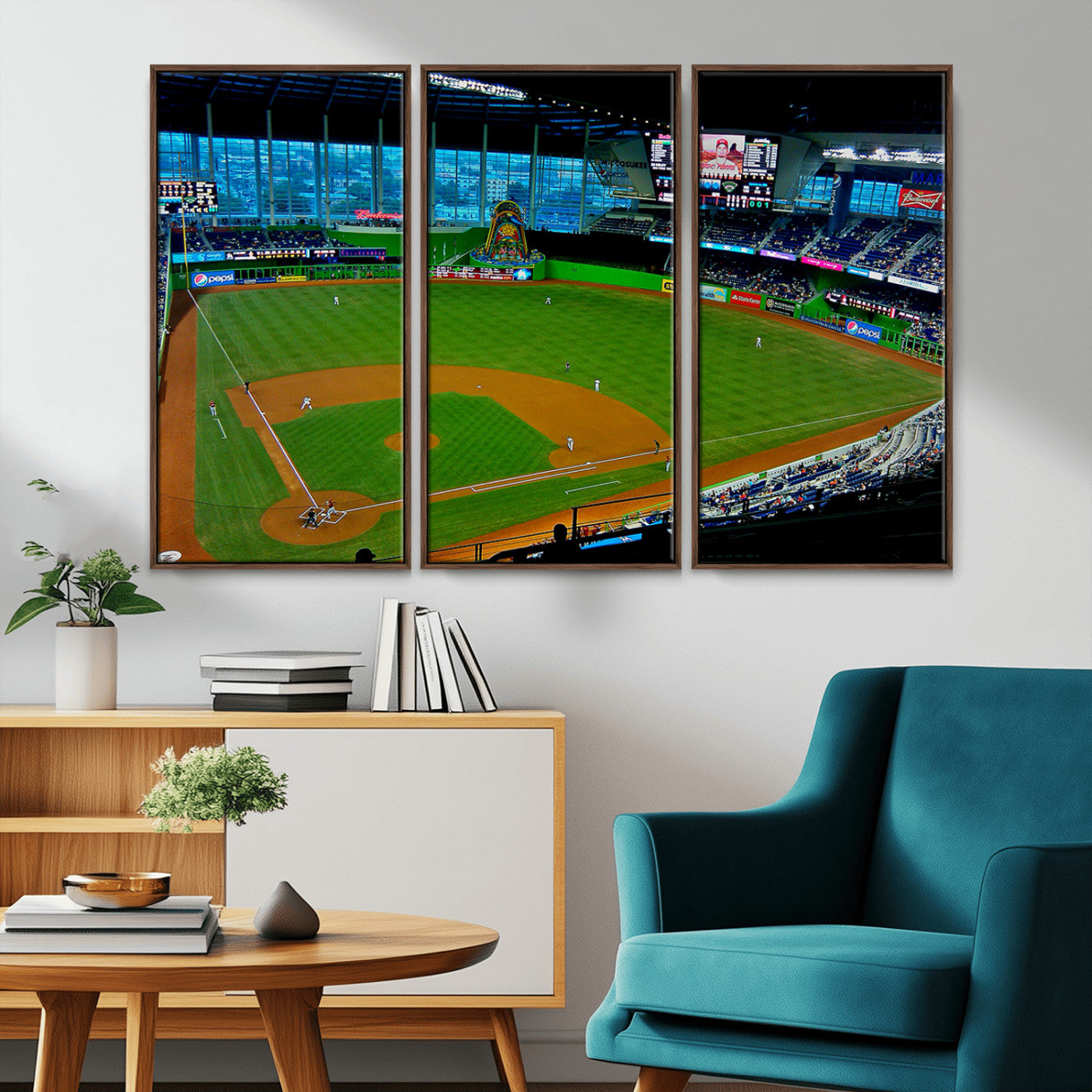 MGV-FC-48X32-3P - Miami Marlins Baseball Team Print - Miami LoanDepot Park Stadium Wall Art Canvas Print