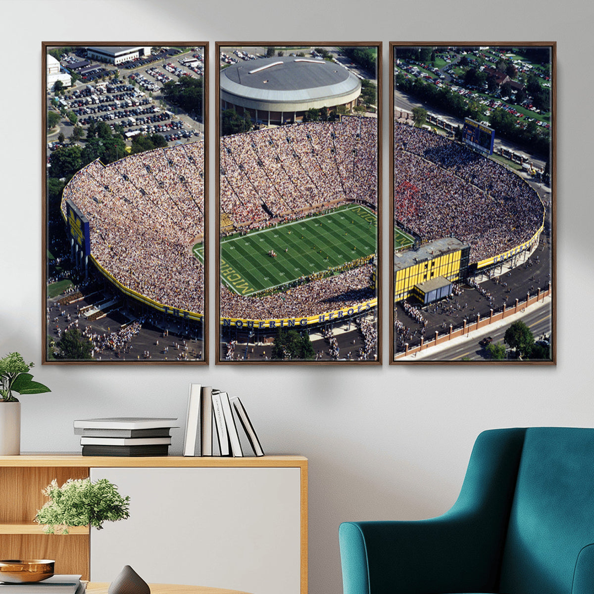 27314-MGV-CV-36X24 - Michigan Wolverines Football Team Print, Ann Arbor Michigan Stadium Wall Art