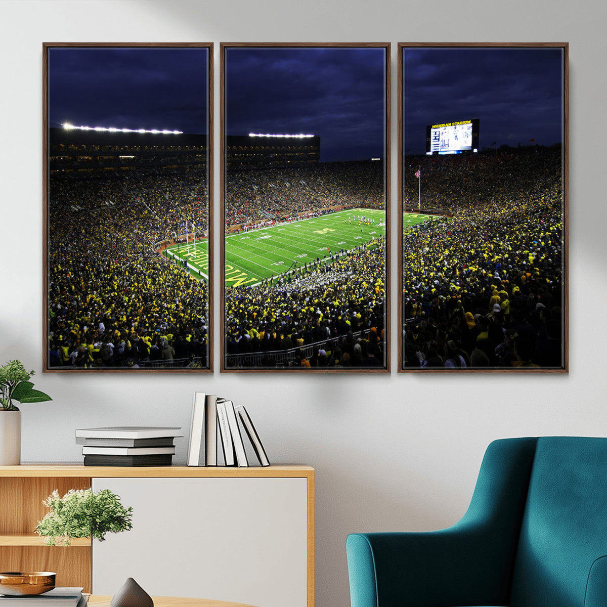 15448-MGV-CV-36X24 - Michigan Wolverines Football Canvas Wall Decor, Football Team Print, Ann Arbor Michigan Stadium