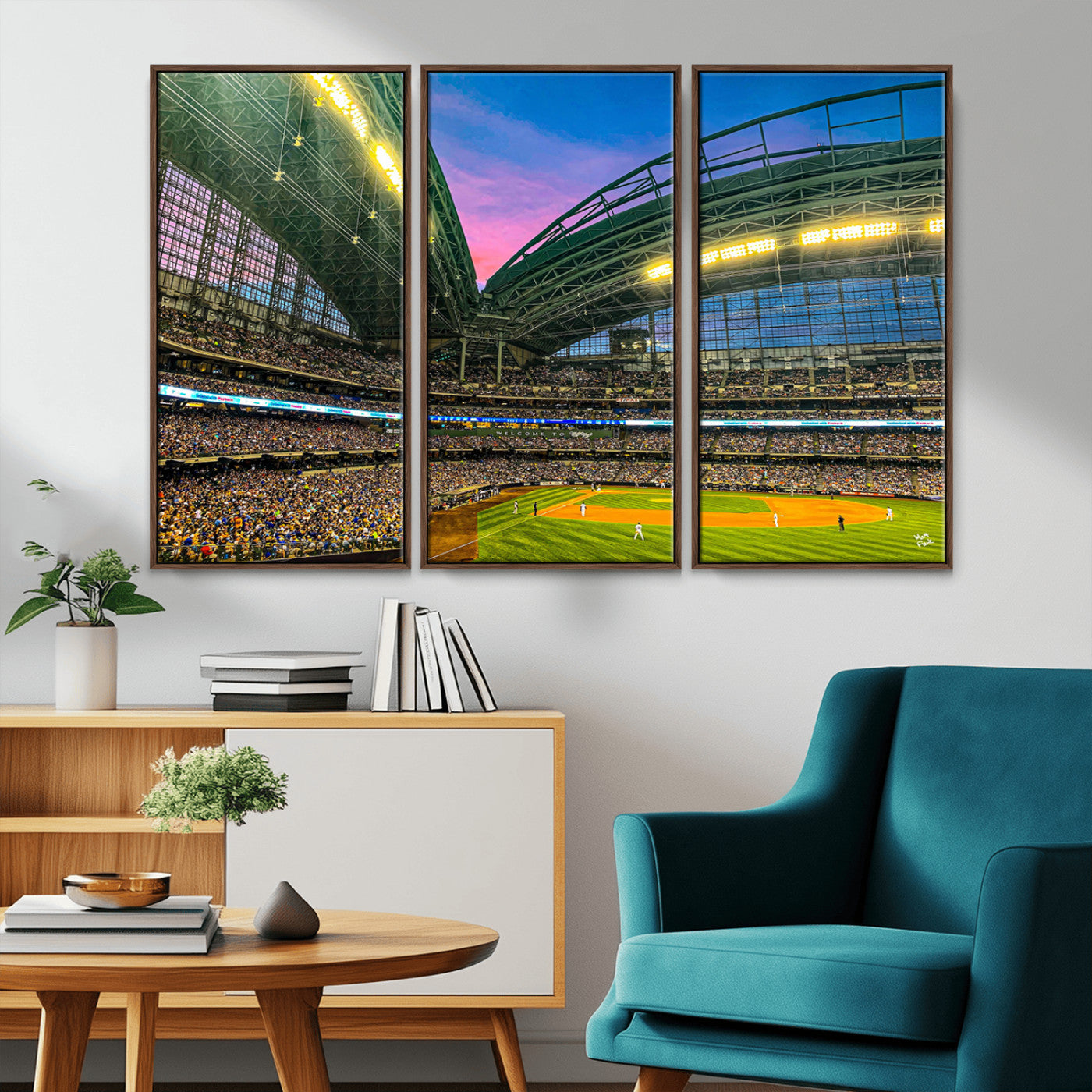 MGV-FC-48X32-3P - Milwaukee Brewers Baseball Team Print Canvas- American Family Field Stadium Wall Art Canvas Print